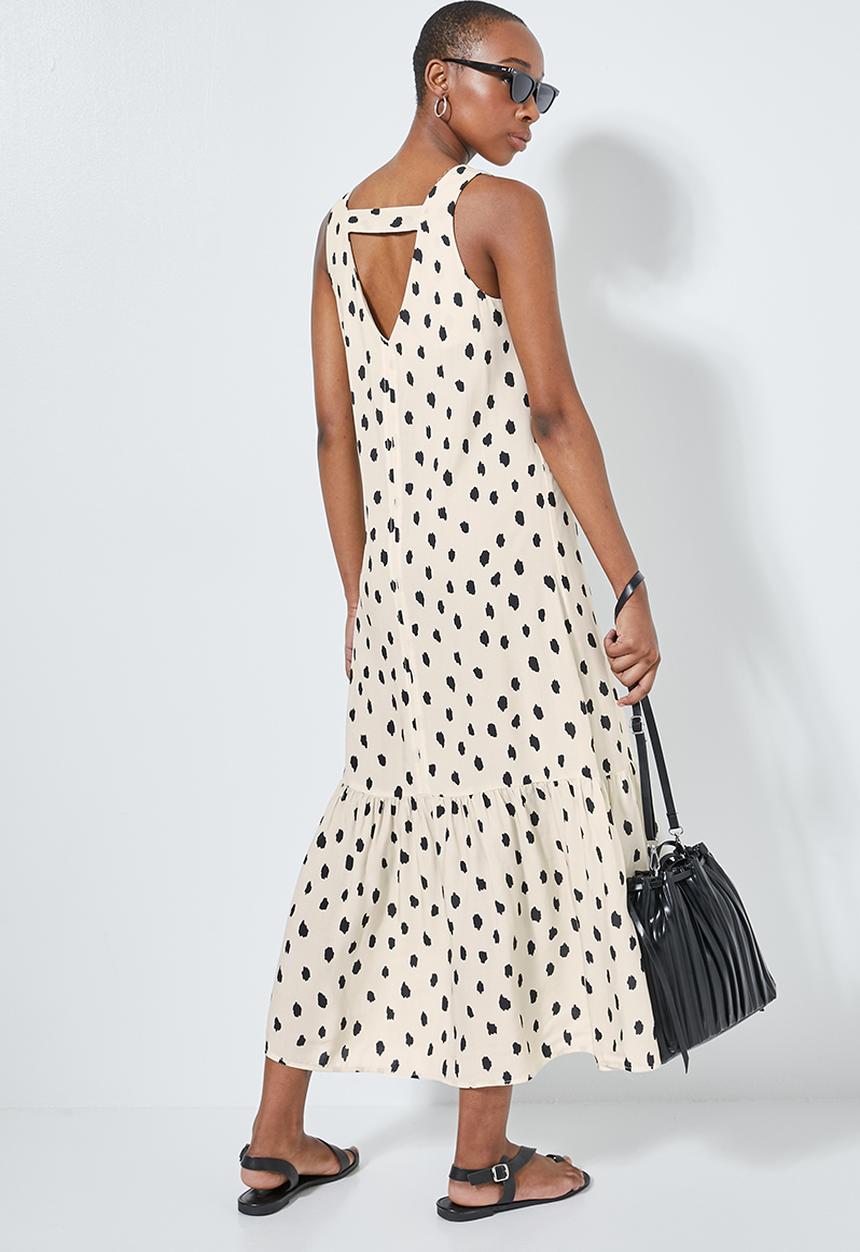 Superbalist - V-back tiered dress - neutral & black 