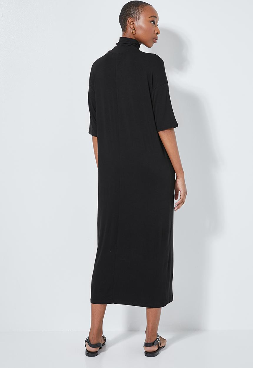 Superbalist - Turtle neck dropped shoulder dress - black