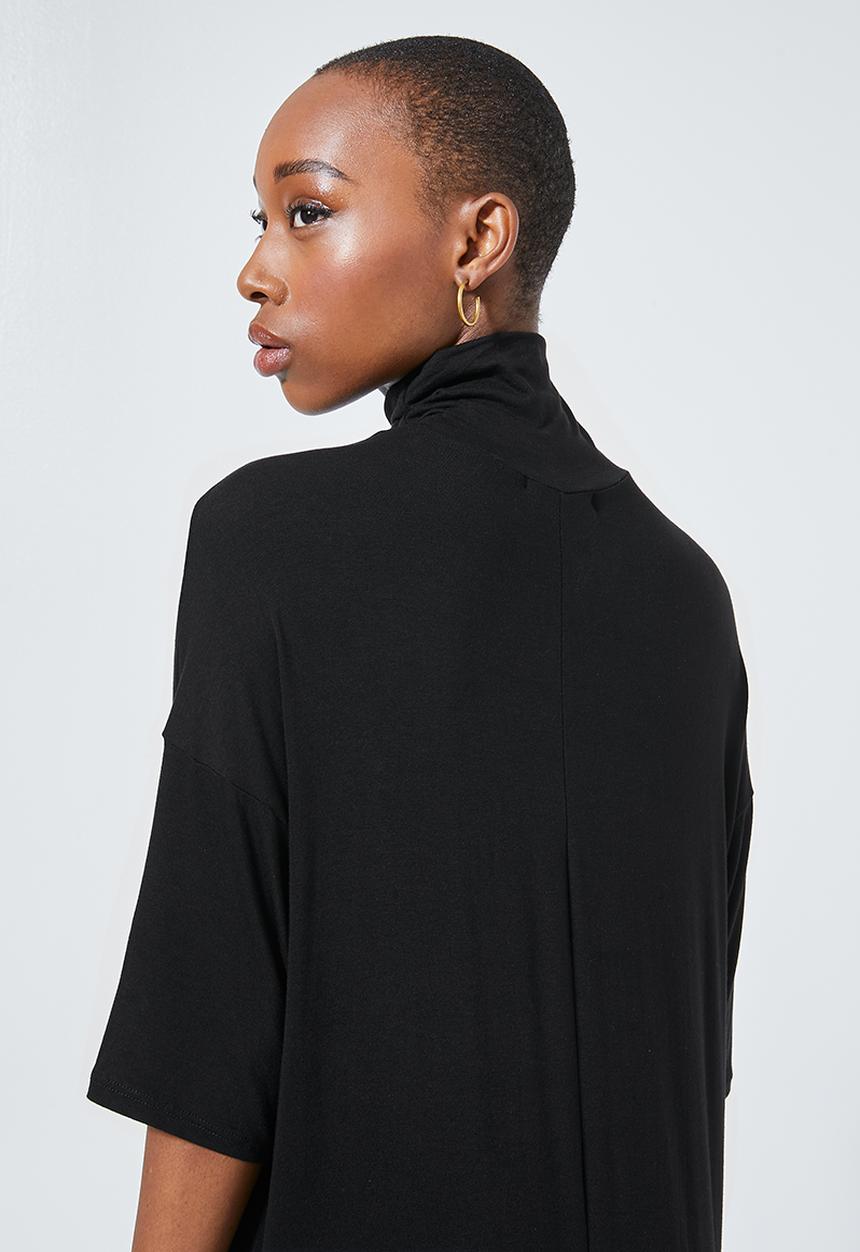 Superbalist - Turtle neck dropped shoulder dress - black