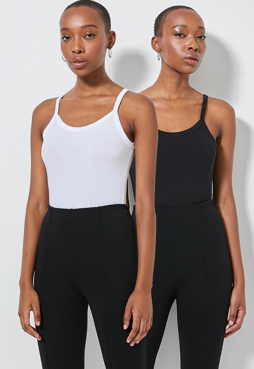 Superbalist - 2 pack cotton lycra scoopneck bodysuit with wide binding dtl - multi