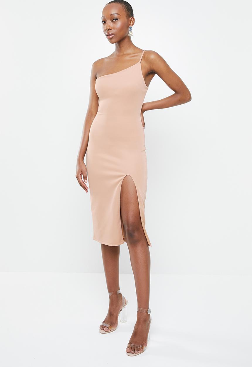 Blake - Asymmetric midi pencil dress - pink 
