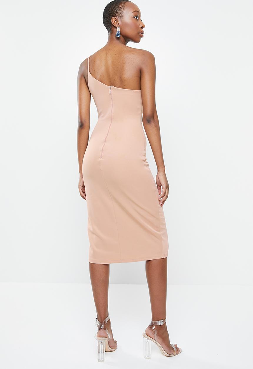 Blake - Asymmetric midi pencil dress - pink 