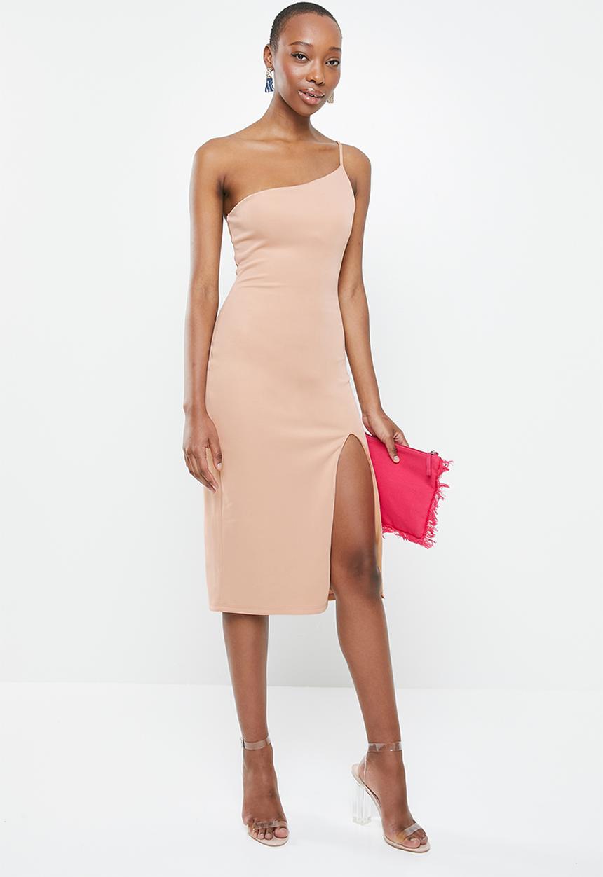Blake - Asymmetric midi pencil dress - pink 