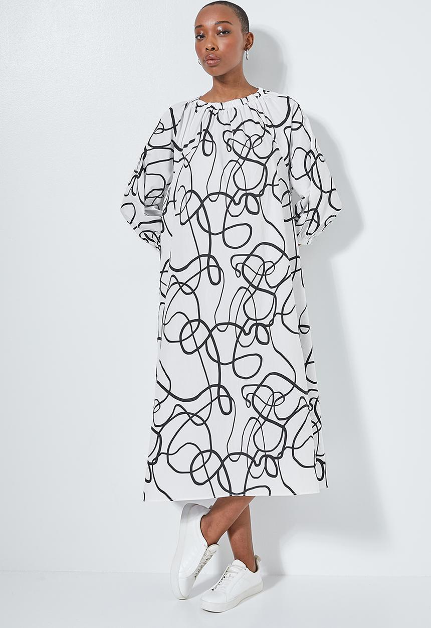 Superbalist - Volume midi with pockets - white & black 