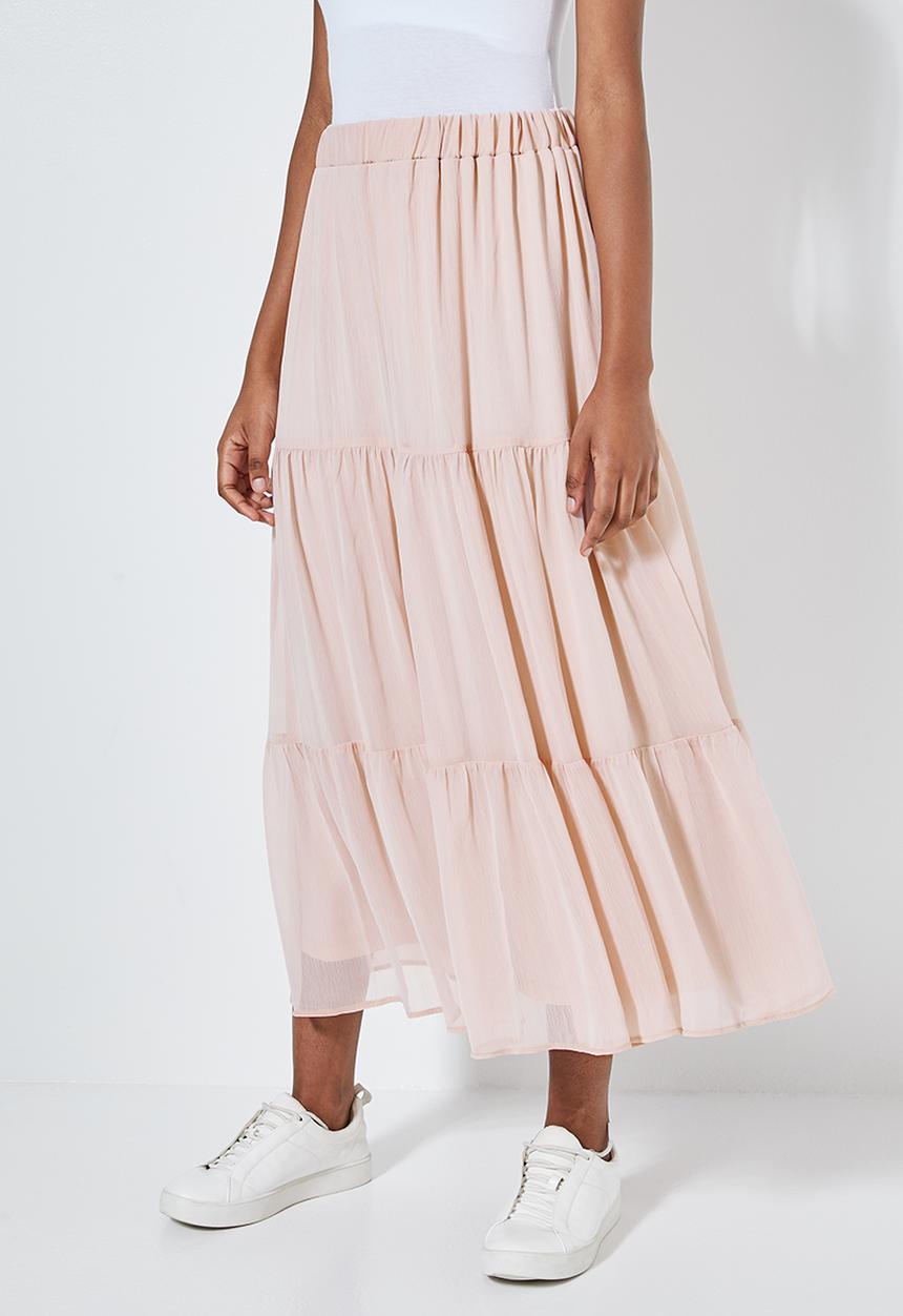 Superbalist - Tiered midi skirt - light pink 