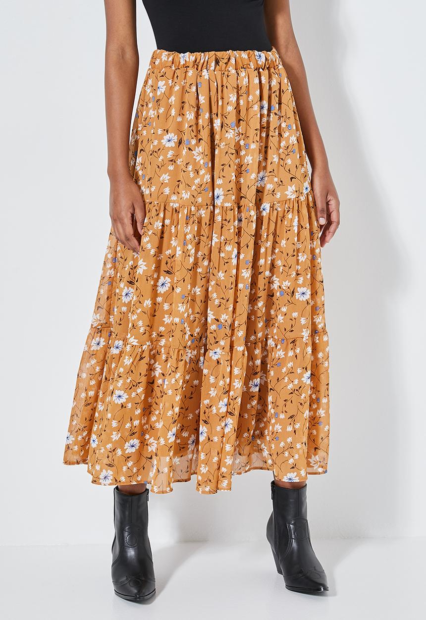 Superbalist - Tiered midi skirt - orange 