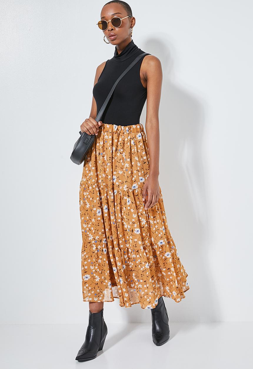 Superbalist - Tiered midi skirt - orange 