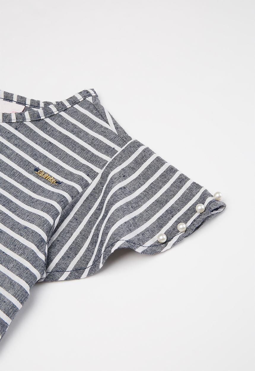 Quimby - Stripe woven dress - navy & white 