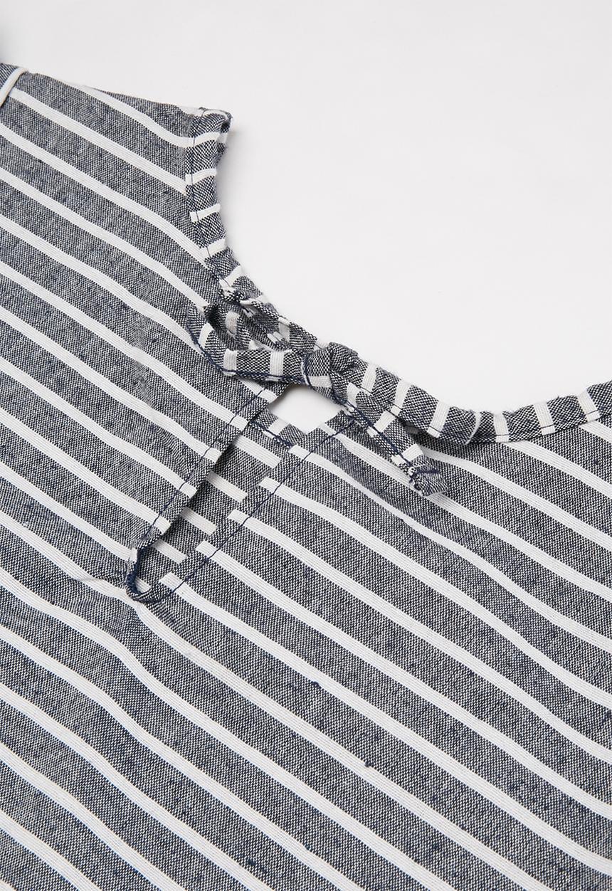 Quimby - Stripe woven dress - navy & white 
