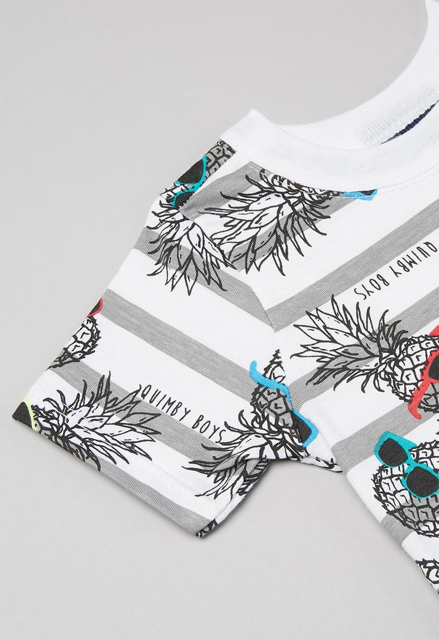 Quimby - Baby boys printed romper - grey & white 