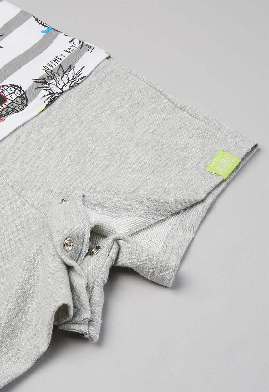 Quimby - Baby boys printed romper - grey & white 