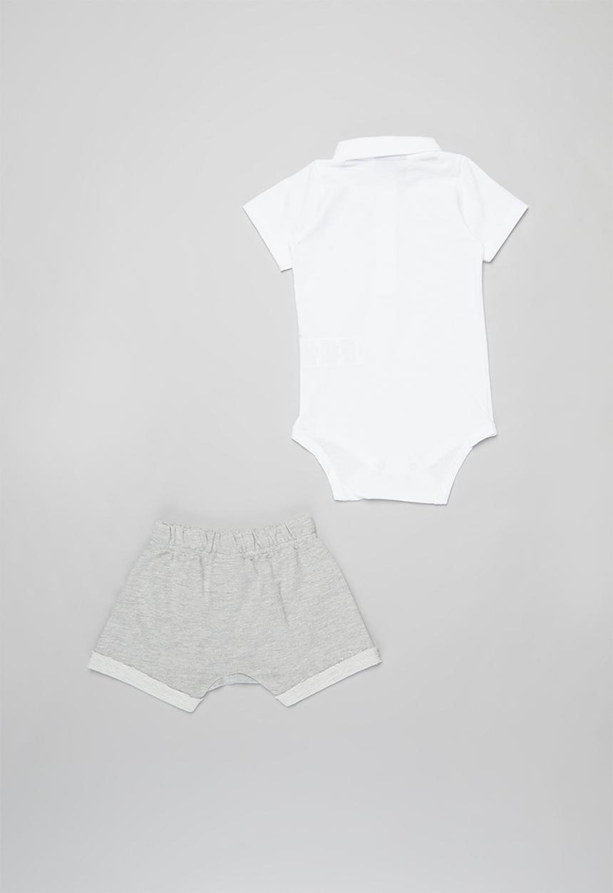 Quimby - Boys bodysuit & sweat shorts set - white & grey