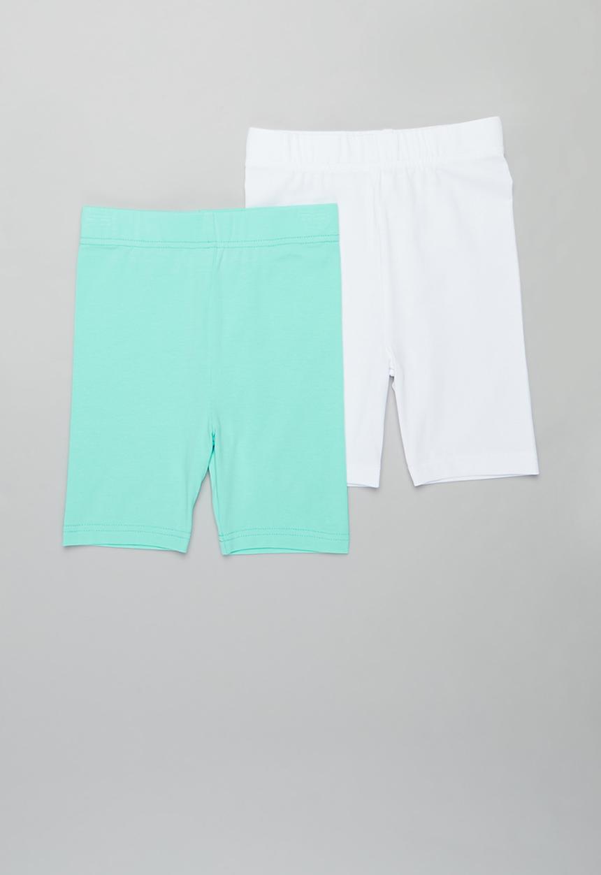 Pop Candy - 2 Pack biker leggings - aqua & white