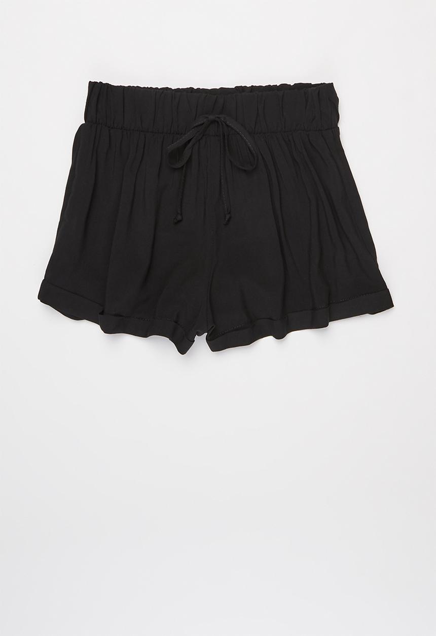 Rebel Republic - Girls elasticated waistband shorts - black