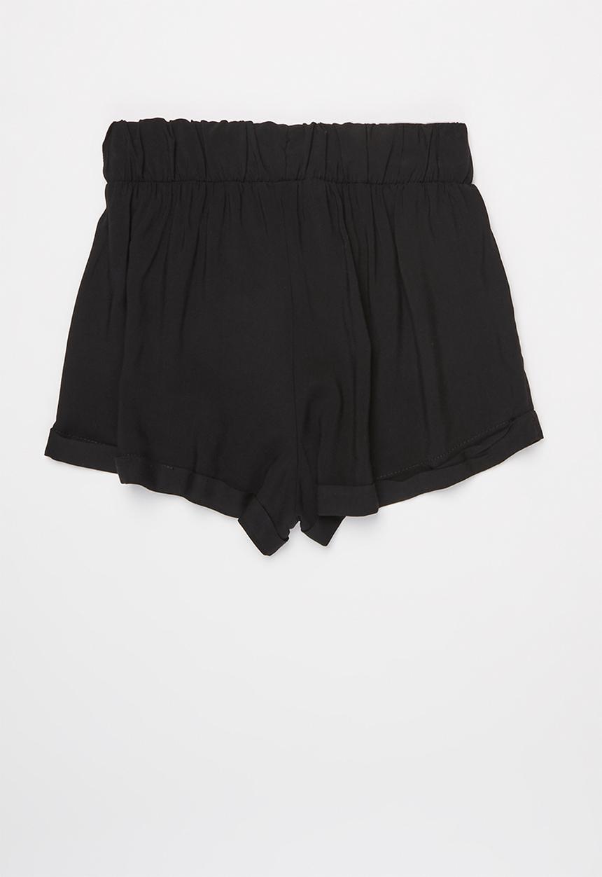 Rebel Republic - Girls elasticated waistband shorts - black