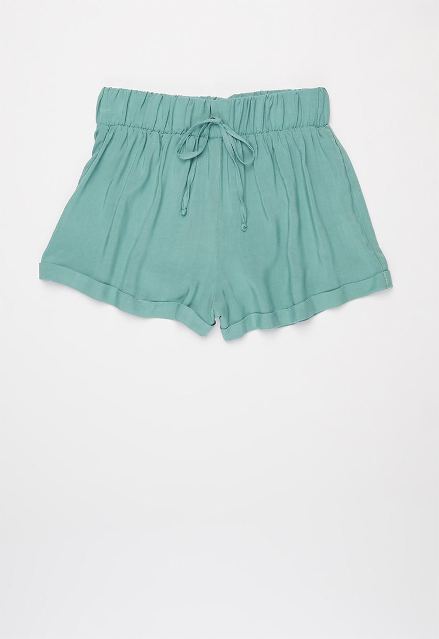 Rebel Republic - Girls elasticated waistband shorts - green