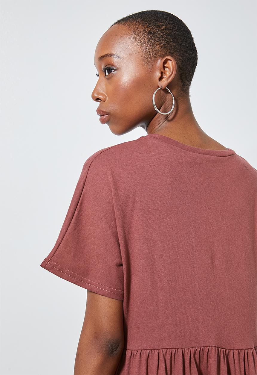 Superbalist - Short babydoll knit dress - brown