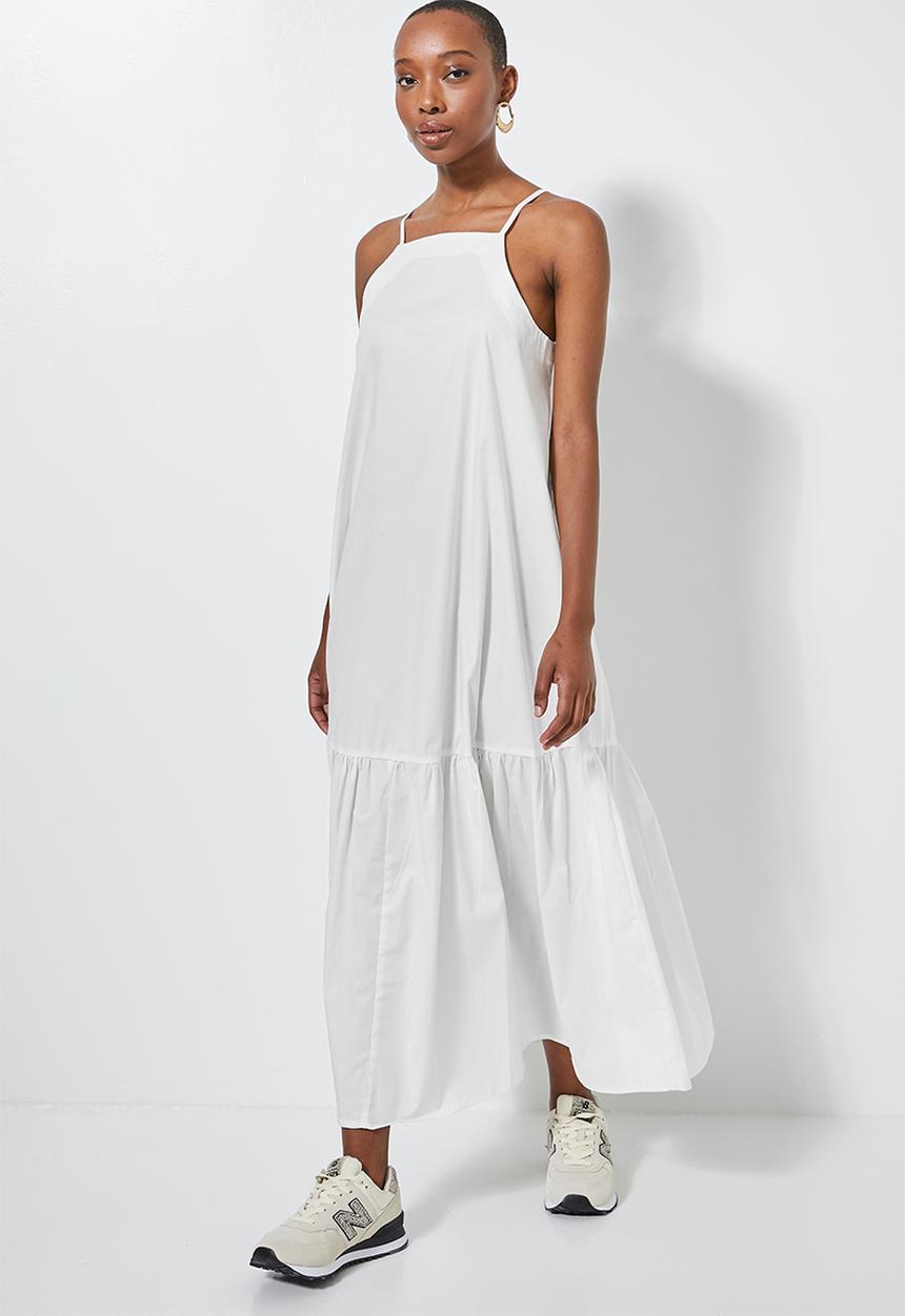 Superbalist - Single tier strappy trapeze dress - white