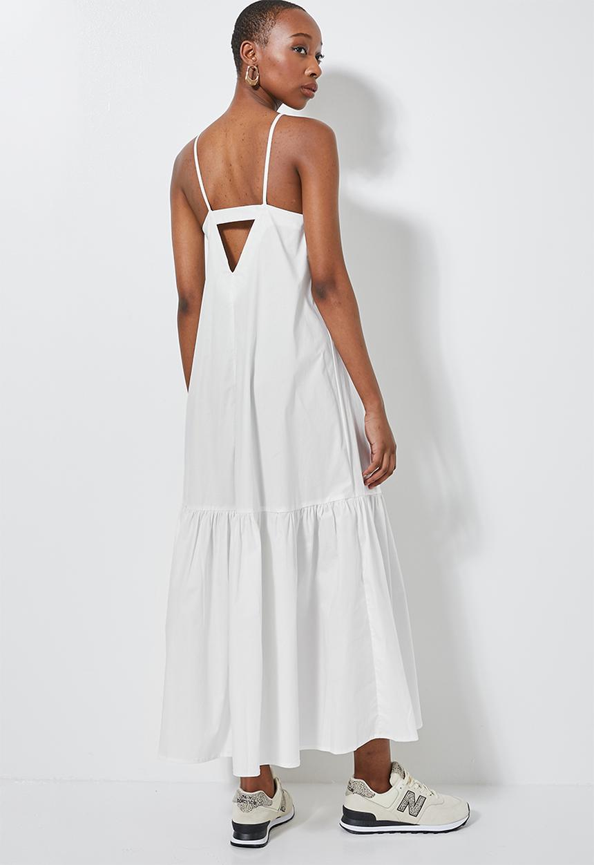 Superbalist - Single tier strappy trapeze dress - white