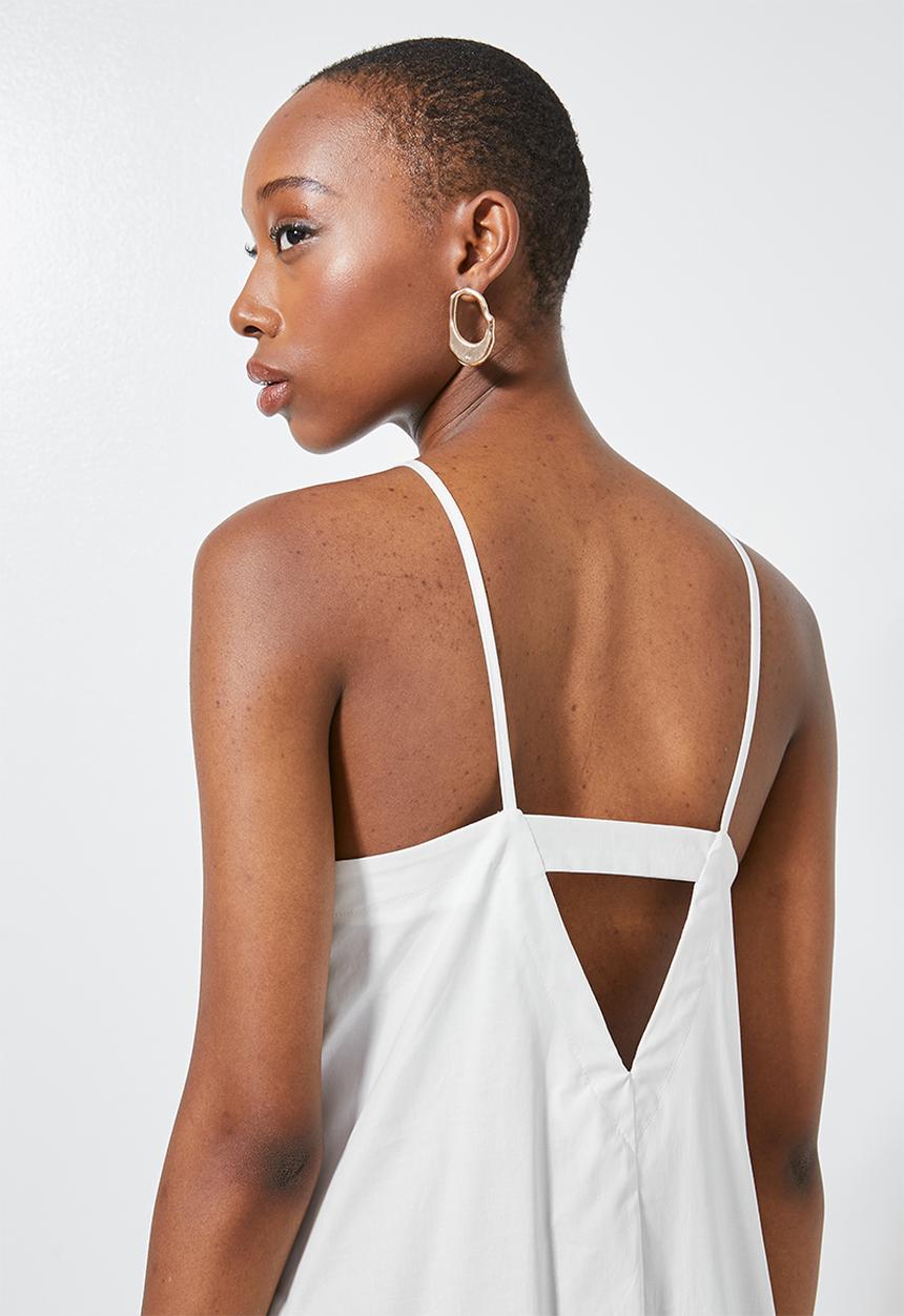 Superbalist - Single tier strappy trapeze dress - white