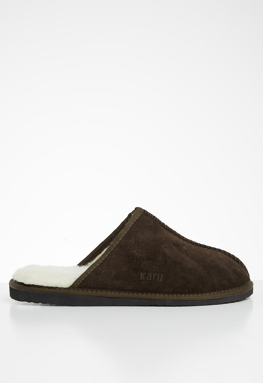 Karu - Mule suede wool inner slipper - brown 