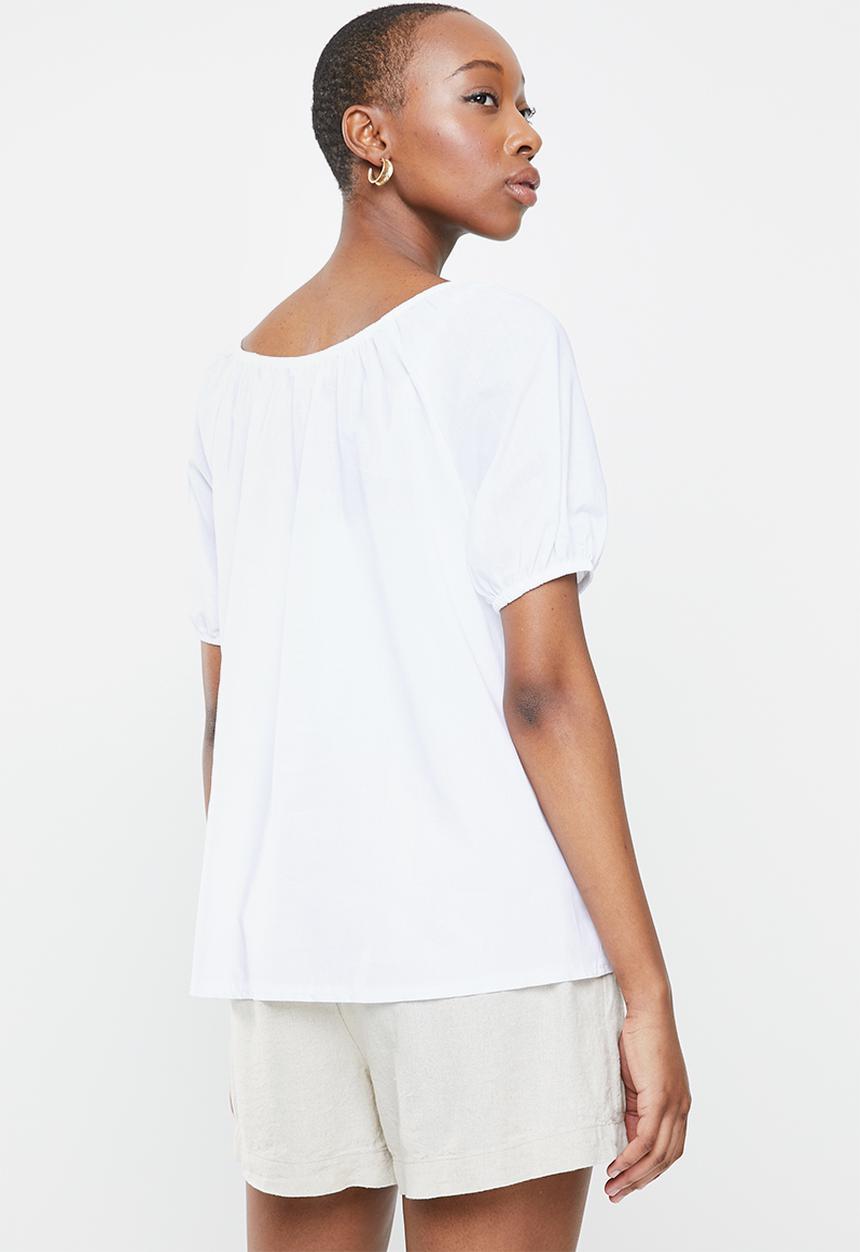 edit - Voile puff sleeves blouse - white 