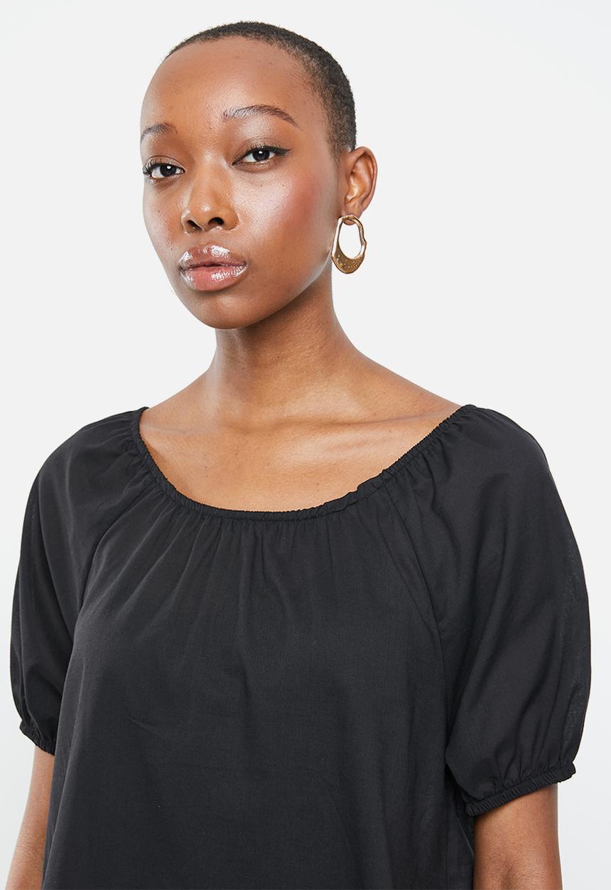 edit - Voile puff sleeve blouse - black