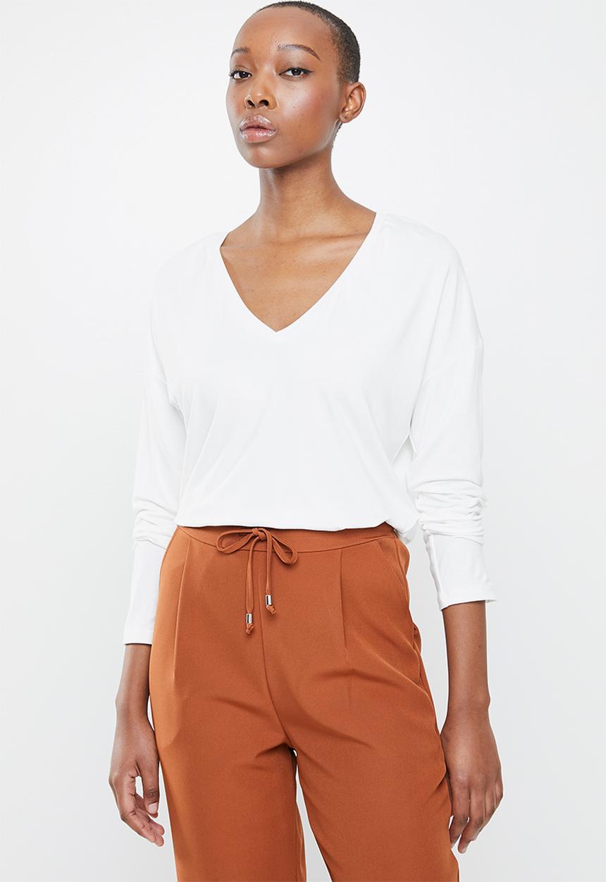 edit - Deep v-neck slouchy tee - milk