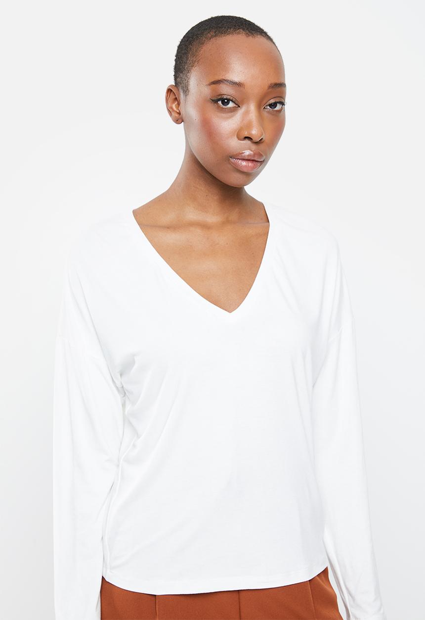 edit - Deep v-neck slouchy tee - milk