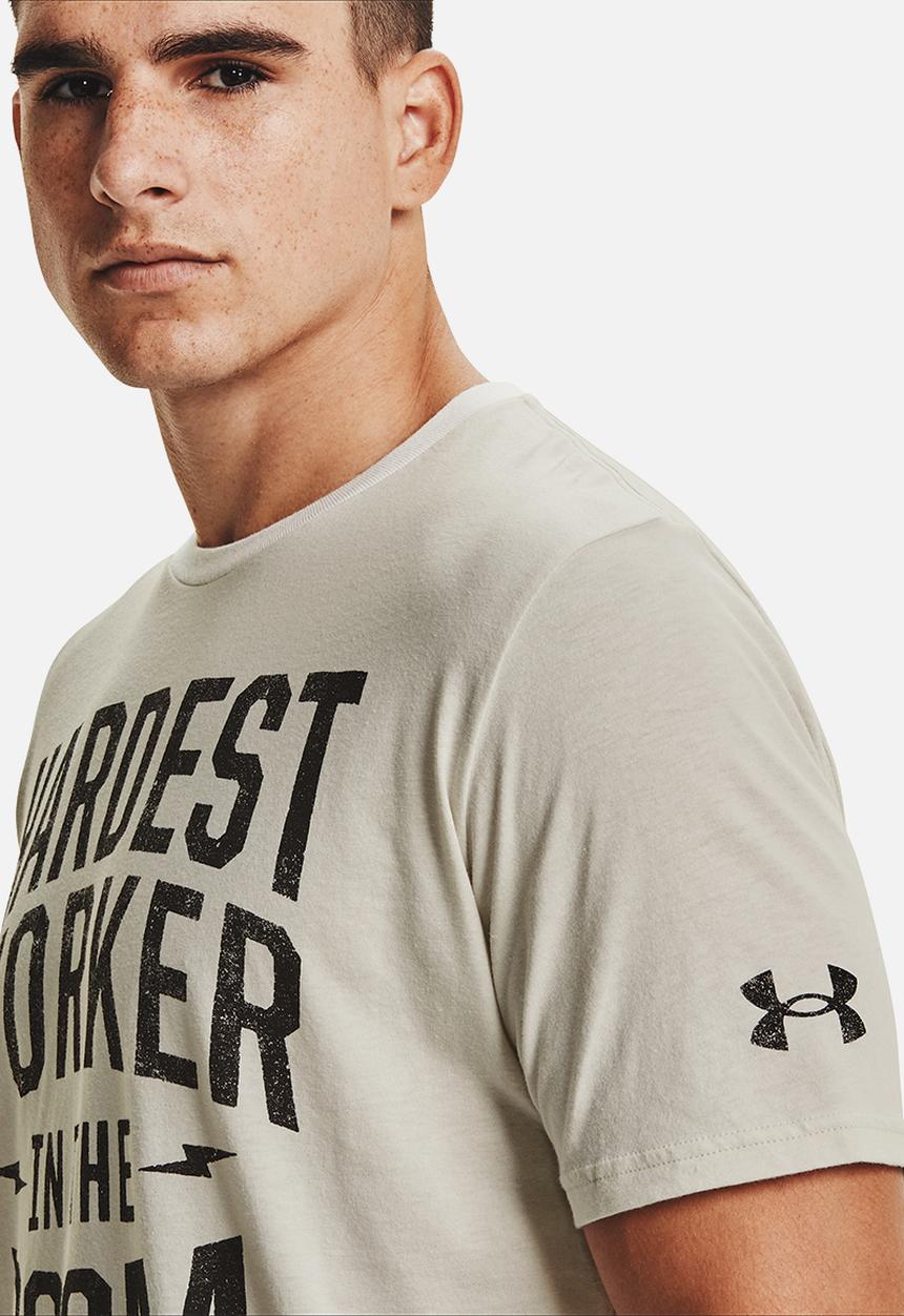 Under Armour - Ua project rock hardest worker short sleeve T-shirt - white