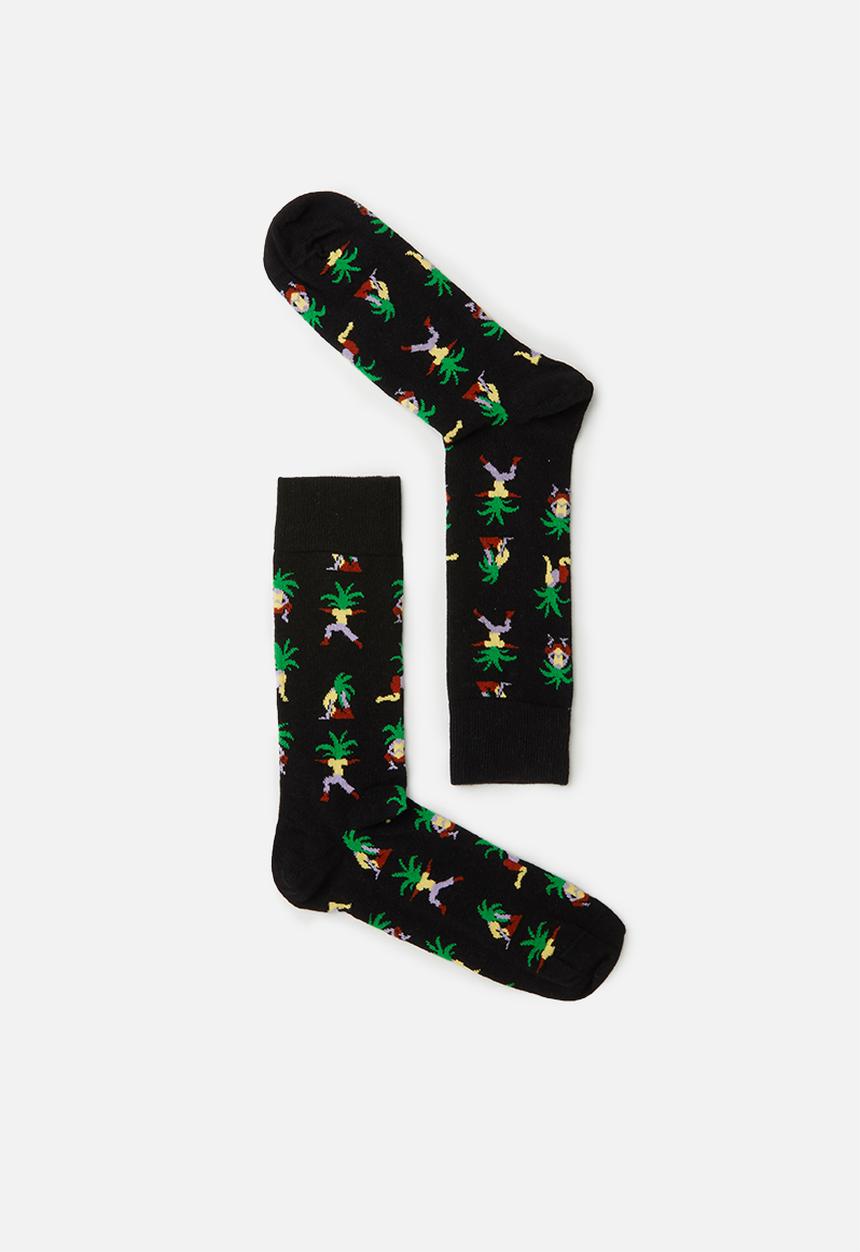 Happy Socks - Yoga palm sock - black