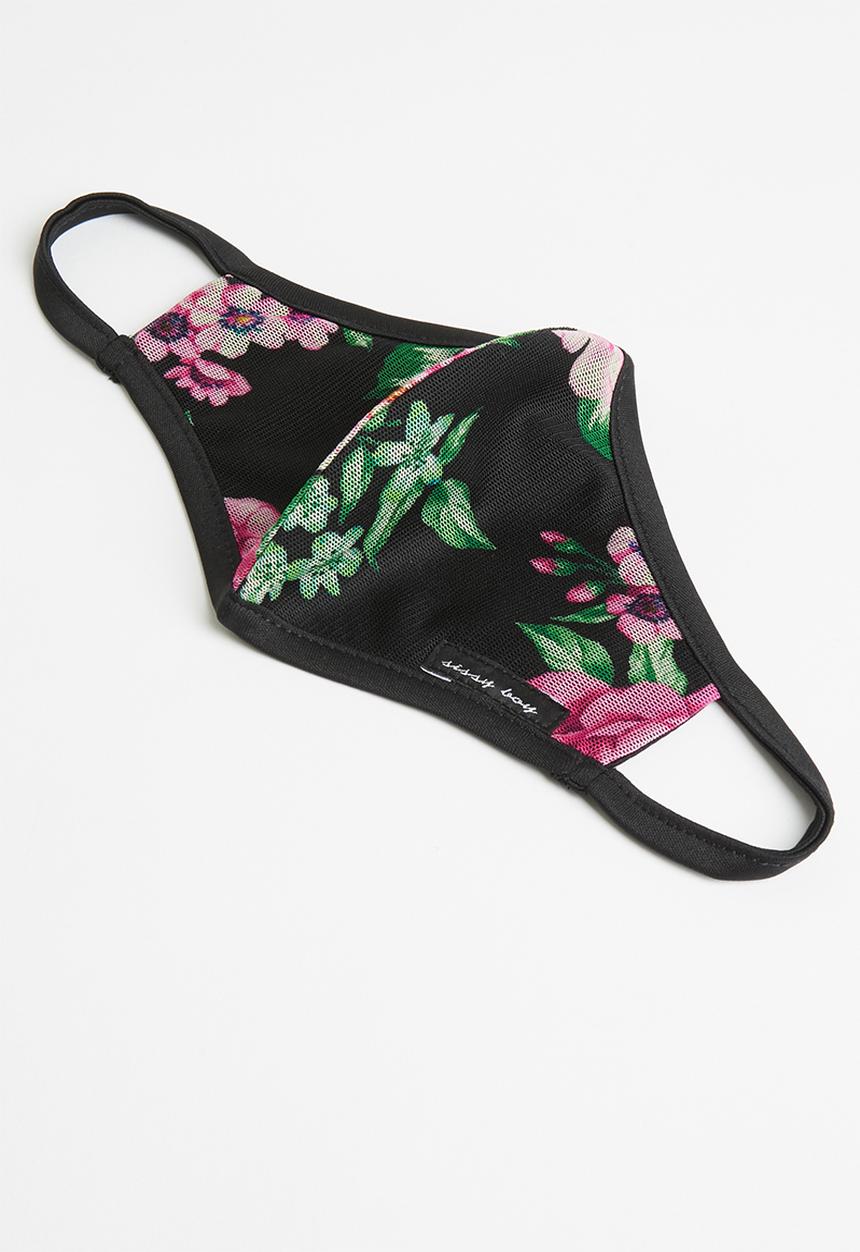 SISSY BOY - Happy flower mask - pink & black 