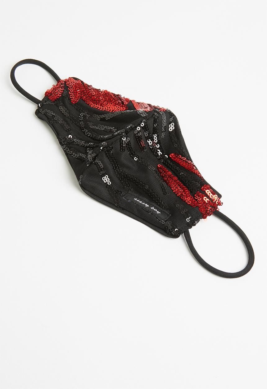 SISSY BOY - Flaming: glam mask - black & red