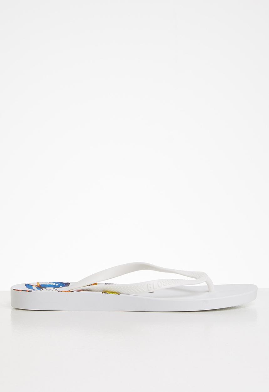 Blossom Girl - Butterfly flip flop - white