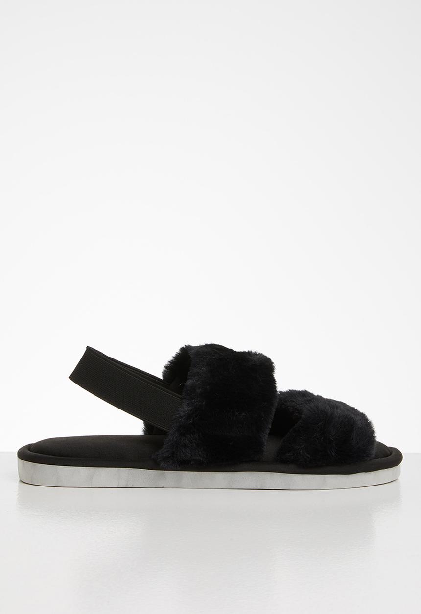 Seduction - Faux fur slipper - black