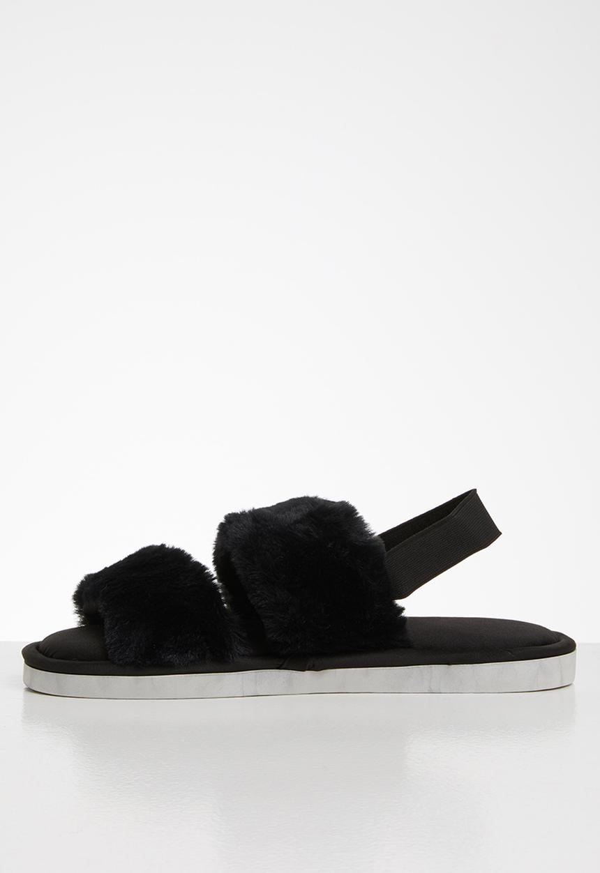 Seduction - Faux fur slipper - black
