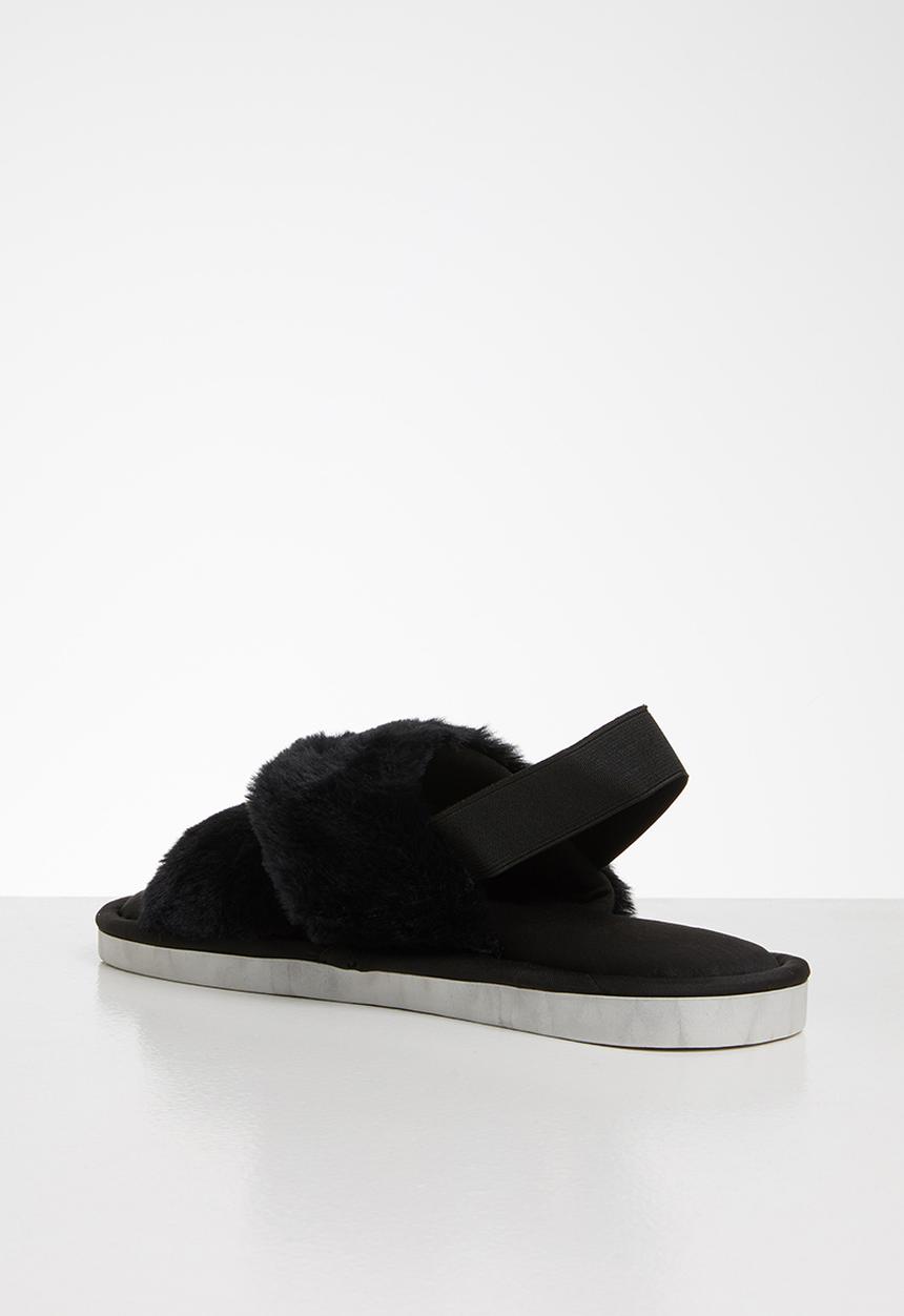 Seduction - Faux fur slipper - black