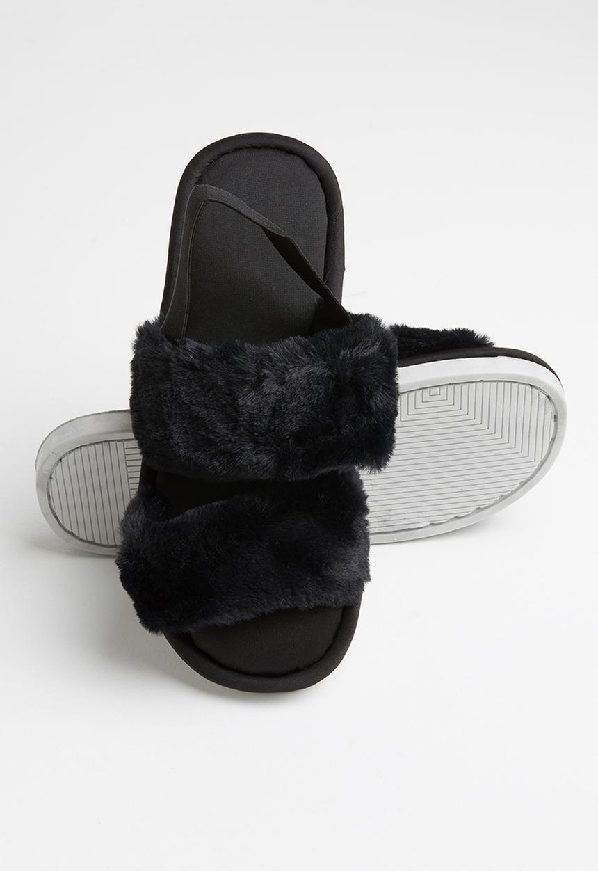 Seduction - Faux fur slipper - black