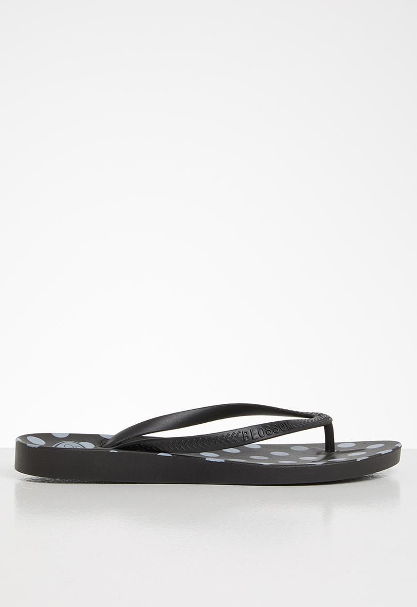 Blossom Girl - Polka dot flip flop - black & blue