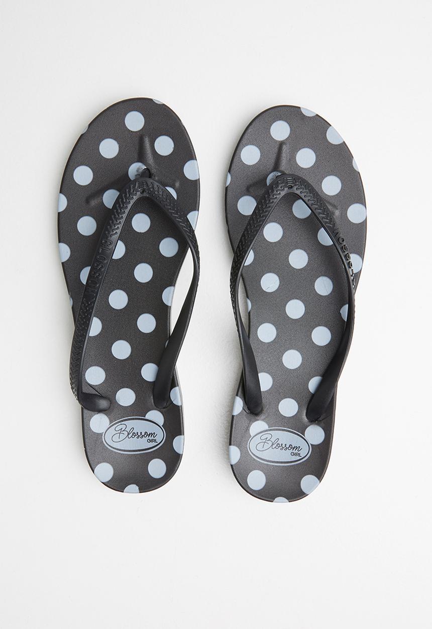 Blossom Girl - Polka dot flip flop - black & blue
