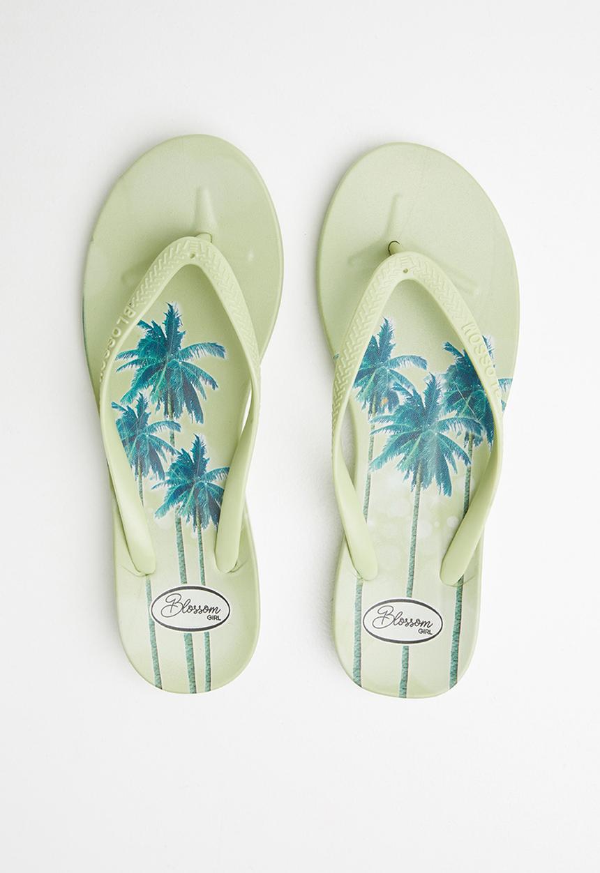 Blossom Girl - Palm tree flip flop - green 
