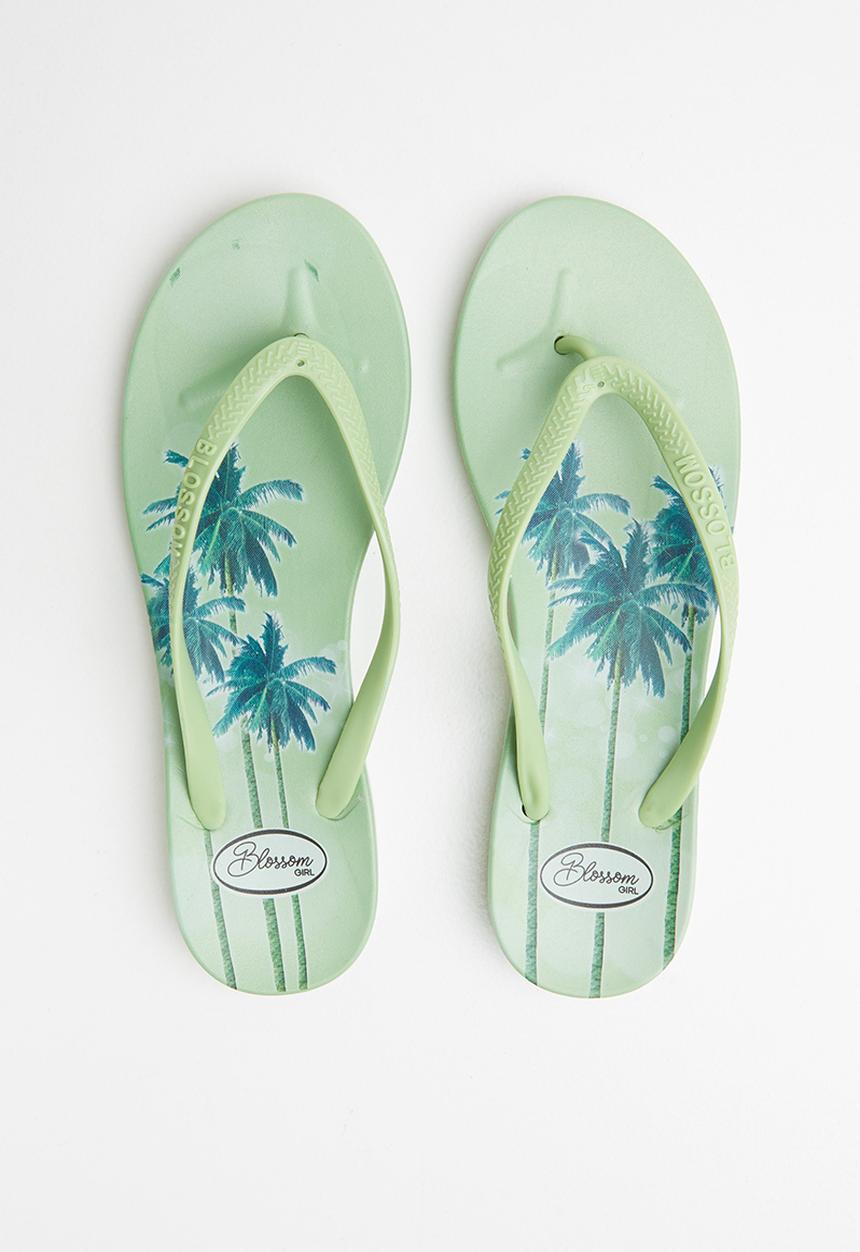 Blossom Girl - Palm tree flip flop - green 