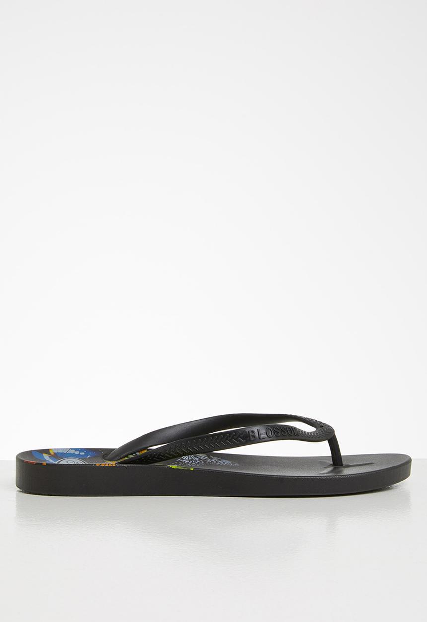 Blossom Girl - Butterfly flip flop - black