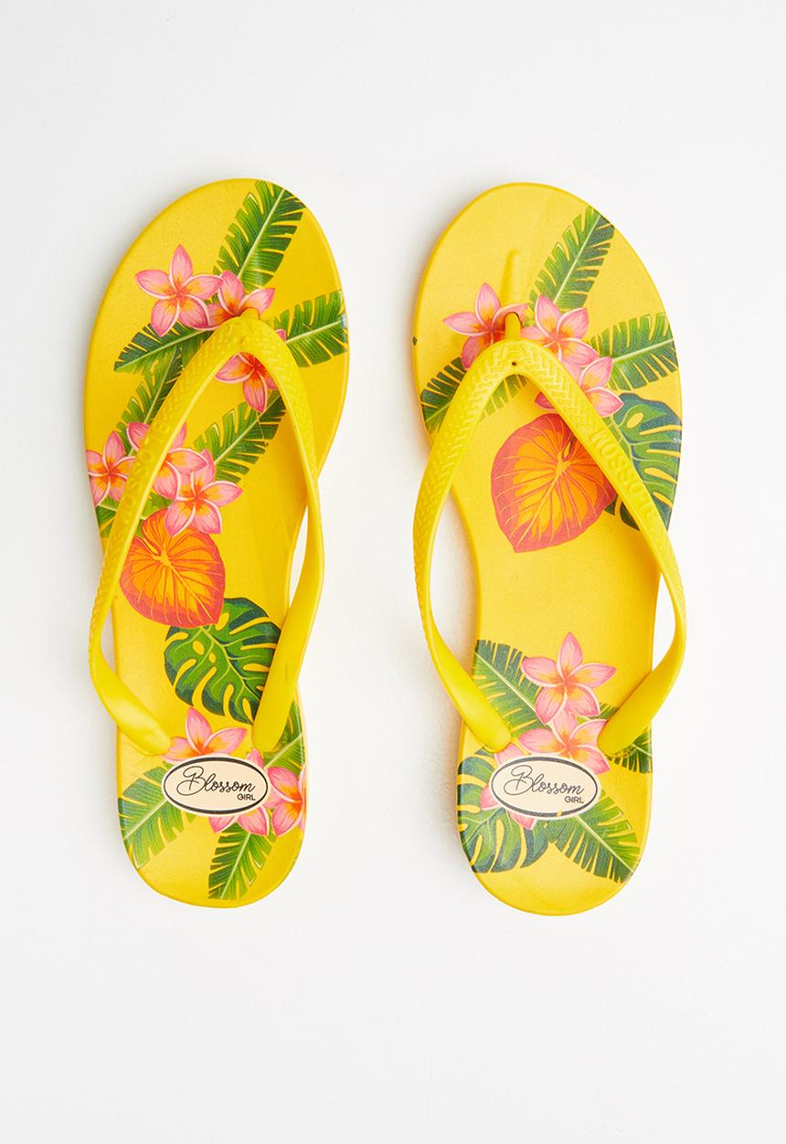 Blossom Girl - Flower flip flop - yellow