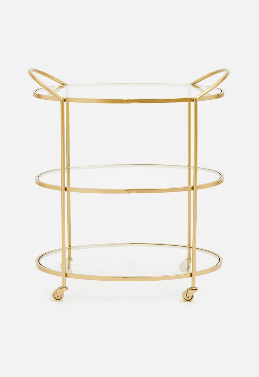 Sixth Floor - Delicate oval drinks trolley - brass 