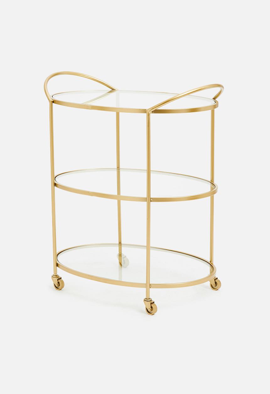 Sixth Floor - Delicate oval drinks trolley - brass 