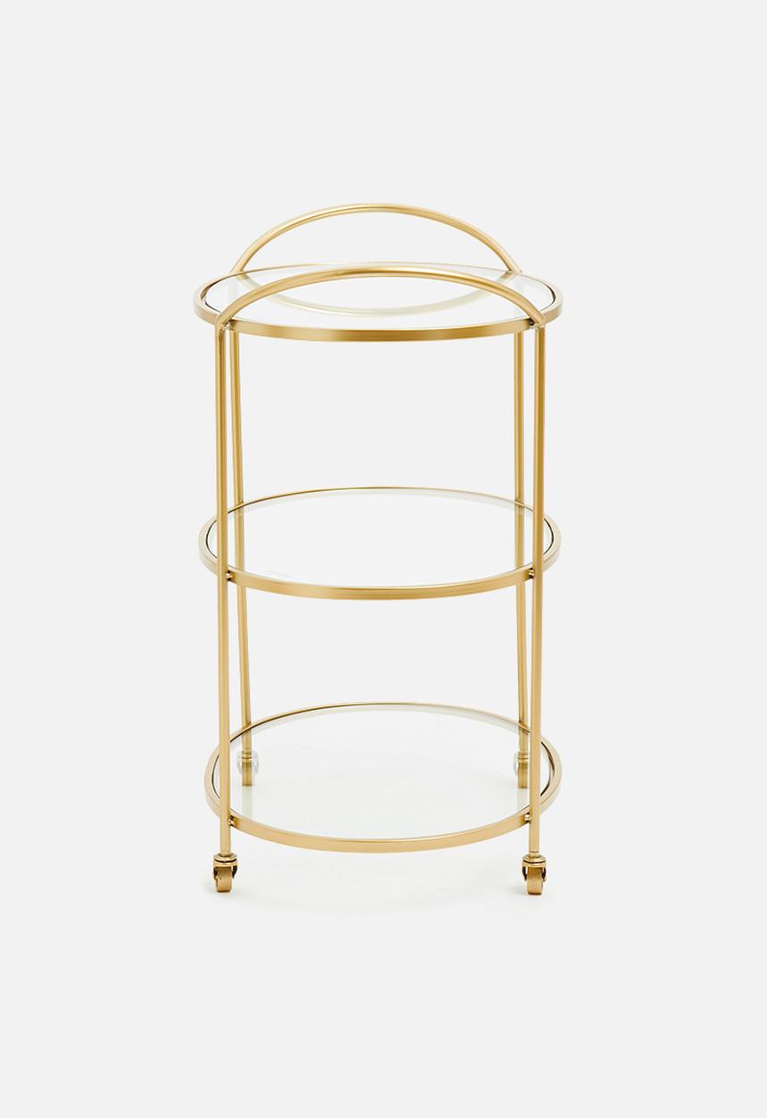 Sixth Floor - Delicate oval drinks trolley - brass 