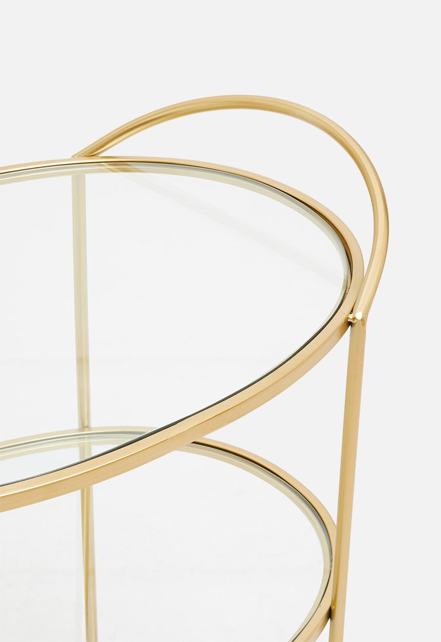 Sixth Floor - Delicate oval drinks trolley - brass 