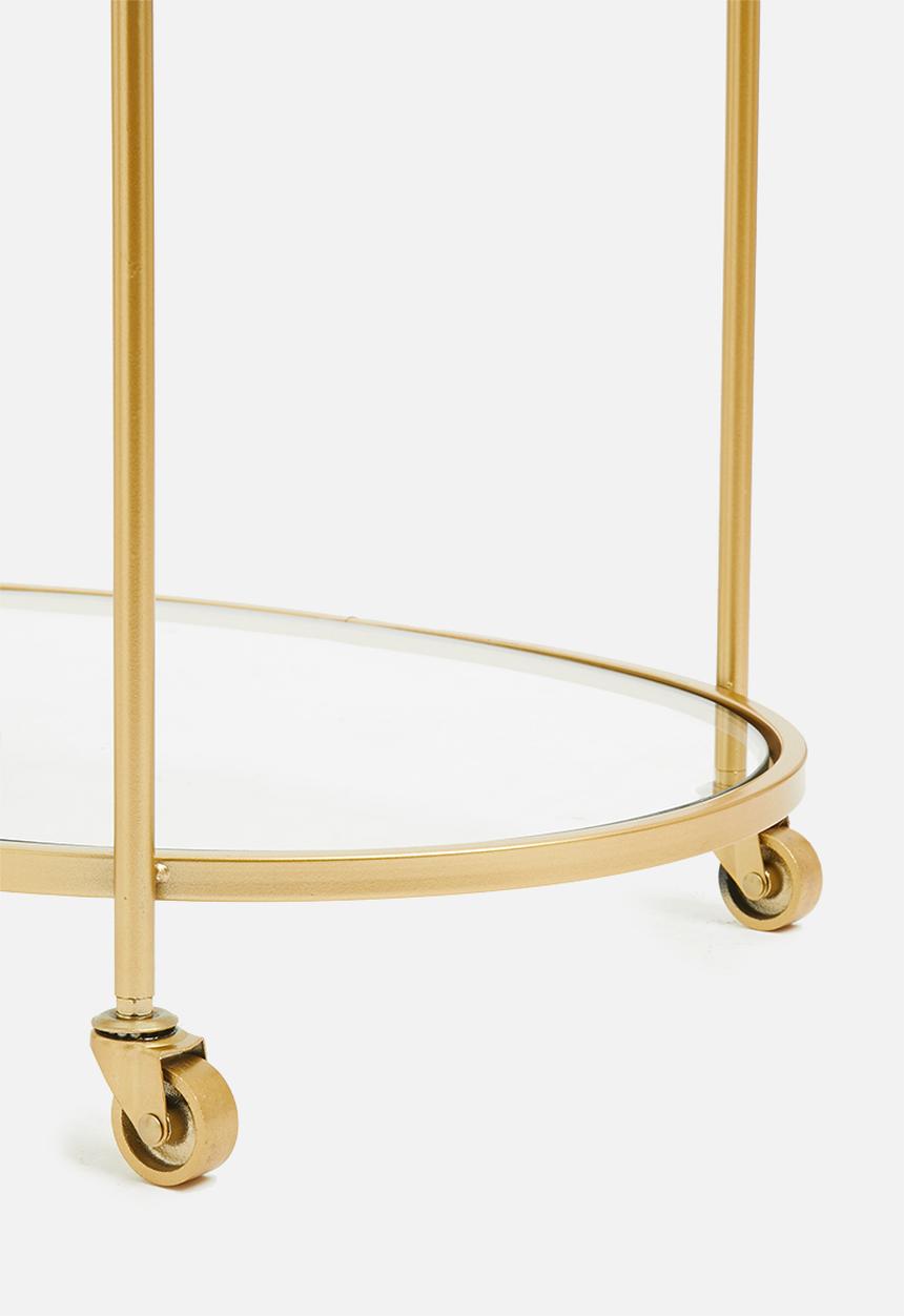 Sixth Floor - Delicate oval drinks trolley - brass 