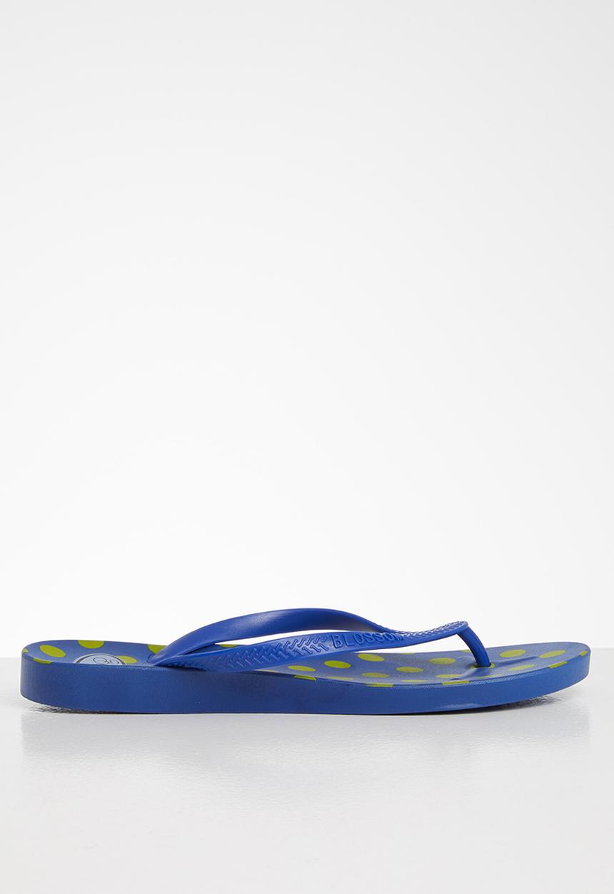 Blossom Girl - Polka dot flip flop - navy & yellow